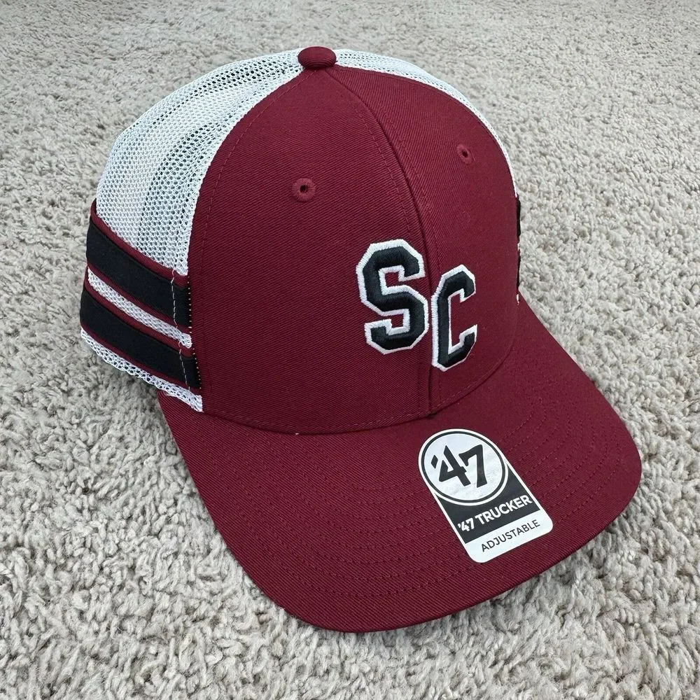 South Carolina Gamecocks Hat 47 Trucker Snapback Garnet Straight 8 Mesh Back Cap